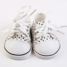 Load image into Gallery viewer, Doll Shoes For 43 cm Baby Doll Spotted Lace 7cm Canvas Denim Sneakers Shoes For American Doll Fit Russian handmade Doll Toy