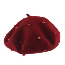 Load image into Gallery viewer, Fashion Wool Baby Hat with Pearls Candy Color Retro Baby Girl Cap Kids Beret Hats for Girls 2-6 Years 1PC