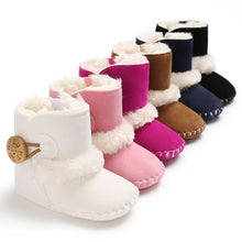 Load image into Gallery viewer, 0-18M Newborn Infant Baby Girls Snow Boots Winter Warm Baby Shoes Solid Button Plush Ankle Boots