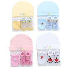 Load image into Gallery viewer, Autumn Winter Baby Hat and Mittens Girl Boy Cap Socks Comfy Infant Hat & Gloves Cotton Toddler Newborn Baby Accessorise For 0-3