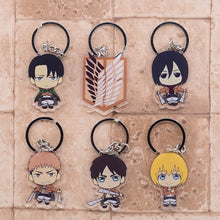 Load image into Gallery viewer, 2019 Attack on Titan Keychain Double Sided Acrylic Key Chain Pendant Anime Accessories Cartoon Key Ring