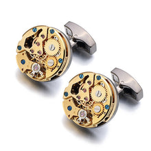 Load image into Gallery viewer, Hot Watch Movement Cufflinks for immovable Stainless Steel Steampunk Gear Watch Mechanism Cuff links for Mens Relojes gemelos