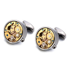 Load image into Gallery viewer, Hot Watch Movement Cufflinks for immovable Stainless Steel Steampunk Gear Watch Mechanism Cuff links for Mens Relojes gemelos