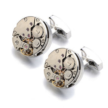 Load image into Gallery viewer, Hot Watch Movement Cufflinks for immovable Stainless Steel Steampunk Gear Watch Mechanism Cuff links for Mens Relojes gemelos