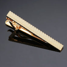 Load image into Gallery viewer, high-end Tie Clip men jewelry luxury Classic gold lase Matte Tie Bar carving Simple Brushed Smooth crystal Clasp Tie Pin Gifts