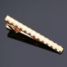Load image into Gallery viewer, high-end Tie Clip men jewelry luxury Classic gold lase Matte Tie Bar carving Simple Brushed Smooth crystal Clasp Tie Pin Gifts