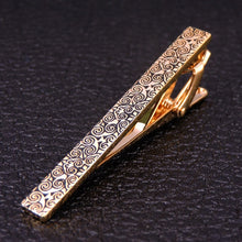 Load image into Gallery viewer, high-end Tie Clip men jewelry luxury Classic gold lase Matte Tie Bar carving Simple Brushed Smooth crystal Clasp Tie Pin Gifts