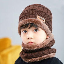 Load image into Gallery viewer, 2019 New Winter Children Knitted Hat Ring Scarf Sets Kids Warm Baby Plus Velvet Thick Soft Cap Boys Girls Fleece Lining Beanies