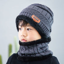 Load image into Gallery viewer, 2019 New Winter Children Knitted Hat Ring Scarf Sets Kids Warm Baby Plus Velvet Thick Soft Cap Boys Girls Fleece Lining Beanies