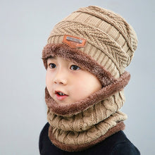Load image into Gallery viewer, 2019 New Winter Children Knitted Hat Ring Scarf Sets Kids Warm Baby Plus Velvet Thick Soft Cap Boys Girls Fleece Lining Beanies