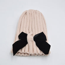Load image into Gallery viewer, Big Bows Knitted Baby Girl Hat Cap Autumn Winter Warm Kids baby winter Hat Solid Color Baby Beanie Bonnet enfant Child Muts