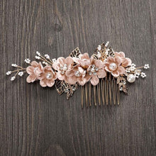 Load image into Gallery viewer, MOLANS Luxury Hairpin For Women Hair Combs Headdress Prom Bridal Wedding Crown Elegant Hair Accessories Gold Leaves Headwear 1PC