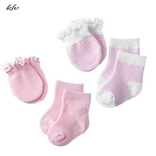 Load image into Gallery viewer, 4 Pairs Children Kids Baby Newborn Socks Gloves Anti-scratch Breathable Elasticity Protection Face Mittens Shower Gift