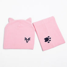 Load image into Gallery viewer, 2Pcs Baby Hat Scarf Set Bear Cat Warm Knitted Baby Winter Hat Cap Bonnet Kids Hat Boy Girl Caps Boys Girls Crochet Beanie Autumn