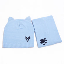 Load image into Gallery viewer, 2Pcs Baby Hat Scarf Set Bear Cat Warm Knitted Baby Winter Hat Cap Bonnet Kids Hat Boy Girl Caps Boys Girls Crochet Beanie Autumn