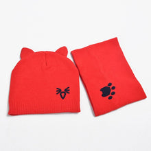 Load image into Gallery viewer, 2Pcs Baby Hat Scarf Set Bear Cat Warm Knitted Baby Winter Hat Cap Bonnet Kids Hat Boy Girl Caps Boys Girls Crochet Beanie Autumn