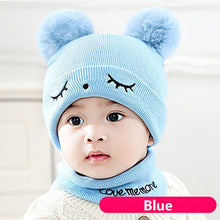 Load image into Gallery viewer, 2Pcs Baby Hat Scarf Set Bear Cat Warm Knitted Baby Winter Hat Cap Bonnet Kids Hat Boy Girl Caps Boys Girls Crochet Beanie Autumn