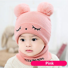 Load image into Gallery viewer, 2Pcs Baby Hat Scarf Set Bear Cat Warm Knitted Baby Winter Hat Cap Bonnet Kids Hat Boy Girl Caps Boys Girls Crochet Beanie Autumn