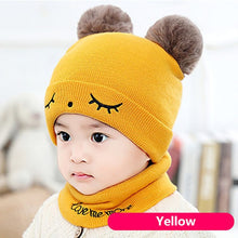 Load image into Gallery viewer, 2Pcs Baby Hat Scarf Set Bear Cat Warm Knitted Baby Winter Hat Cap Bonnet Kids Hat Boy Girl Caps Boys Girls Crochet Beanie Autumn
