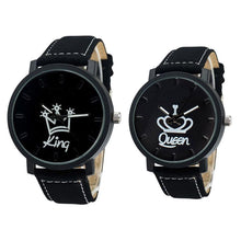 Load image into Gallery viewer, Fashion Couple Watches Queen King Crown Fuax Leather Quartz Analog Men and Women Wrist Watch Chronograph Valentine Gift