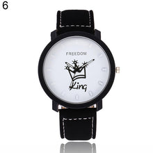 Load image into Gallery viewer, Fashion Couple Watches Queen King Crown Fuax Leather Quartz Analog Men and Women Wrist Watch Chronograph Valentine Gift