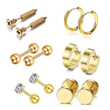 Load image into Gallery viewer, 12Pcs/set Stainless Steel Ear Studs Unisex Screw Barbell Piercing Earrings Ear Ring for Women Men Jewelry Decoration