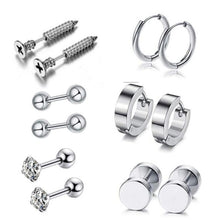 Load image into Gallery viewer, 12Pcs/set Stainless Steel Ear Studs Unisex Screw Barbell Piercing Earrings Ear Ring for Women Men Jewelry Decoration