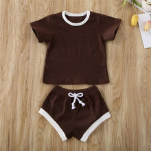 Load image into Gallery viewer, 2020 Toddler Baby Boys Girls Summer Clothing Newborn Kids Baby Girls Ribbed Knitted Short Sleeve T-shirts+Shorts Tracksuits Sets