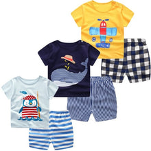 Load image into Gallery viewer, 3pcs/lot 2020 Baby Boys Girls Clothing Set Summer Short Sleeve Cartoon Cotton Infant Newborn Clothes Suit Outerwear T-shirts