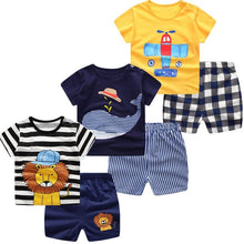 Load image into Gallery viewer, 3pcs/lot 2020 Baby Boys Girls Clothing Set Summer Short Sleeve Cartoon Cotton Infant Newborn Clothes Suit Outerwear T-shirts