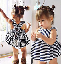 Load image into Gallery viewer, Backless Dress Bow Cotton Briefs 2Pcs Set Clothing Girl 2016 New Baby Girls Clothes Sets 2pcs Summer Sunsuit Outfit Stripe