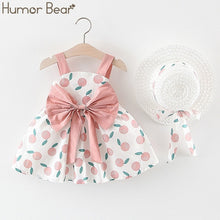 Load image into Gallery viewer, Humor Bear New Summer Baby Girl Clothes Strap Bow Vest + Floral Shorts + Fashion Hat 3Pcs Set Baby Clothing Suit Girls Clothes