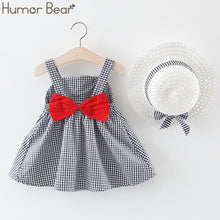 Load image into Gallery viewer, Humor Bear New Summer Baby Girl Clothes Strap Bow Vest + Floral Shorts + Fashion Hat 3Pcs Set Baby Clothing Suit Girls Clothes