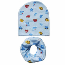 Load image into Gallery viewer, 2Pcs/Set Cotton Baby Hat Scarf Spring Star Print Children Caps Scarves Boys Girls Warm Beanie Collar Set Autumn Children Hat Set