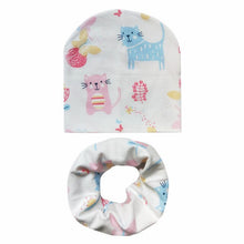 Load image into Gallery viewer, Autumn Winter Baby Hat Set Boys Girls Neck Scarf Spring Warm Neckerchief Kids Beanies Sets Cotton Children Hat Scarf 2pcs Sets