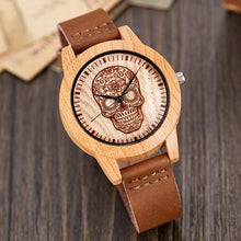 Load image into Gallery viewer, Creative Wood Watch Men Women Couple Quartz Imitate Bamboo Wooden Watch Minimalist Watches Soft Brown Leather Wrist Clock Reloj