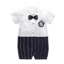 Load image into Gallery viewer, New Born Baby Clothing Summer Gentleman Rompers 0-12M Baby Boys Cotton Jumpsuit Baby Body Clothes Newborn Unisex Thin Costumes