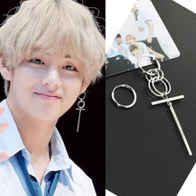 Load image into Gallery viewer, Jisensp Korean Fashion Style Punk Bangtnn Boys Earrings for Men Asymmetric Pop Jewelry V DNA Earrings Friendship Party Gift