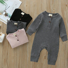 Load image into Gallery viewer, 2020 Baby Spring Autumn Clothing Newborn Infant Baby Boy Girl Cotton Romper Knitted Ribbed Jumpsuit Solid Clothes Warm Outfit