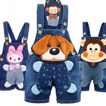 Load image into Gallery viewer, 1 2 3T Baby Clothing Boys Girls Jeans Overalls Shorts Toddler Infant Denim Rompers Cute Cartoon Bebe Pants Summer Bib Clothes