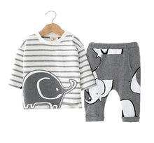Load image into Gallery viewer, Brand Romper Set Fashion Cartoon Roupas De Bebes Bodysuit+Hat+Pant 3pcs Baby Boy Clothing Set Cute Animal Newborn Baby Clothes