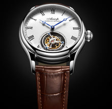 Load image into Gallery viewer, New 100% Original Luxury Tourbillon Watch Mens Mechanical Watches Top Brand Classic White Leather Watch Relogio Masculino