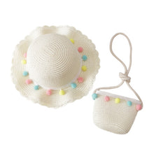 Load image into Gallery viewer, Children Girl Fashion Concise Casual Cute Sweet Breathable Sunscreen Beach Sun Hat With Bag Toddler Girls Accessories 1-8Y