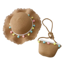 Load image into Gallery viewer, Children Girl Fashion Concise Casual Cute Sweet Breathable Sunscreen Beach Sun Hat With Bag Toddler Girls Accessories 1-8Y