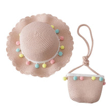Load image into Gallery viewer, Children Girl Fashion Concise Casual Cute Sweet Breathable Sunscreen Beach Sun Hat With Bag Toddler Girls Accessories 1-8Y