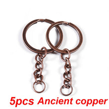 Load image into Gallery viewer, 5-20pcs/lot Key Chain Key Ring keychain Bronze Rhodium Gold 28mm Long Round Split Keyrings Keychain Jewelry Making Wholesale DIY
