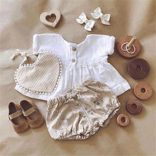 Load image into Gallery viewer, Emmababy Newly Summer Infant Baby Girl Newborn Cotton Linen Outfit Set Fashion Little Girls Button Top+Shorts Dropship