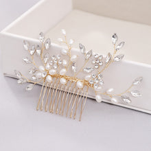 Load image into Gallery viewer, MOLANS Luxury Hairpin For Women Hair Combs Headdress Prom Bridal Wedding Crown Elegant Hair Accessories Gold Leaves Headwear 1PC