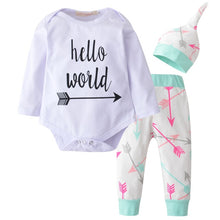 Load image into Gallery viewer, Baby Boy Clothes 2020 Autumn Baby Girl Clothing Sets Newborn Cotton Printed Long Sleeved T-shirt+pants+cap Kids 3pcs Suit