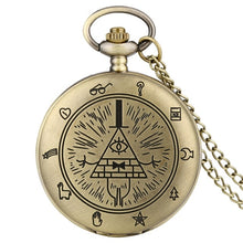 Load image into Gallery viewer, Eye of Providence Weird Town Triangle Devil Quartz Pocket Watch Gravity Bill Cipher Fall Time Gem Necklace Pendant Clock Gifts